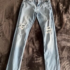 Hollister Advanced Stretch Skinny Light Blue Distressed Denim Men's Jeans